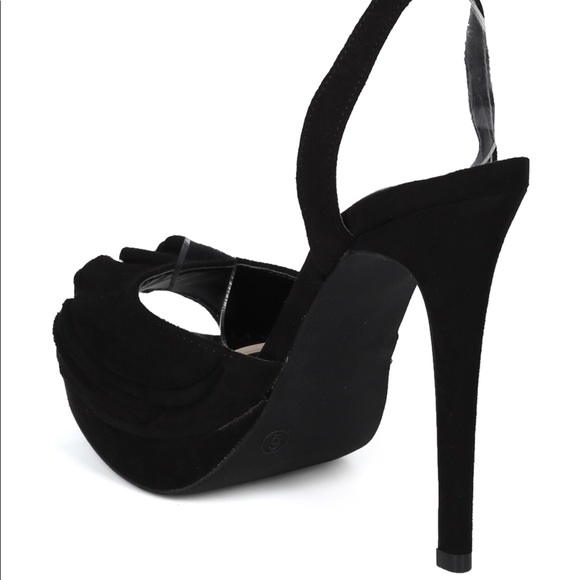 Black Ankle Strap Peep Toe Heels Sandals - Picture 5 of 5